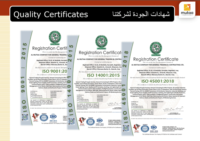 Al Mutaa is now ISO 9001, 14001, and 45001 certified!